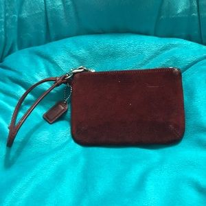 Burgundy coach wristlet